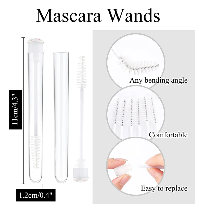 50Pcs Customized Lash Brush Tubes Private Logo Mascara Wands Reusable Eyebrow Brush Spoolies Tube Eyelash Extension Applicator