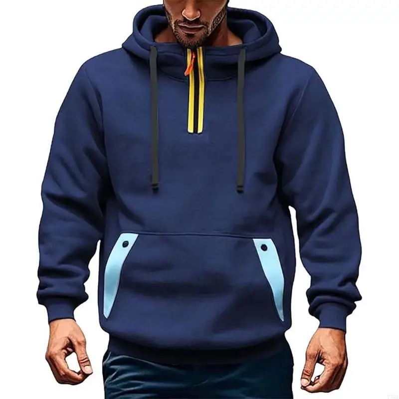 

77HE Pullover Herren Kapuzenpullover Warm Hoodie mit Sweatshirt Winter Langarmshirt mit Knopf Tasche Streetwear Freizeit Hoody