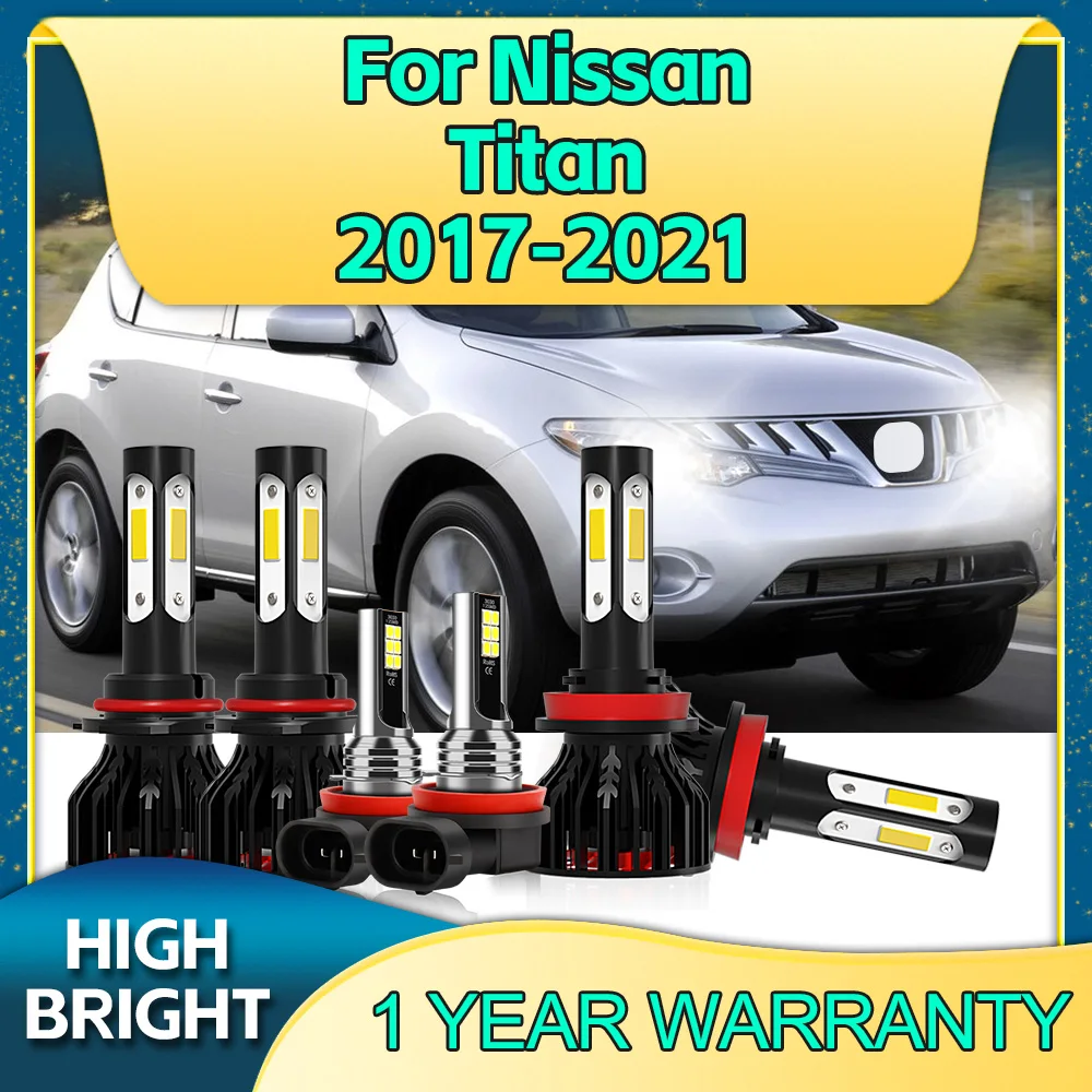 

2/6Pcs 30000LM 4Side Chip Canbus Car Headlight 9005 H11 6000K Led Fog Lights For Nissan Titan 2017 2018 2019 2020 2021