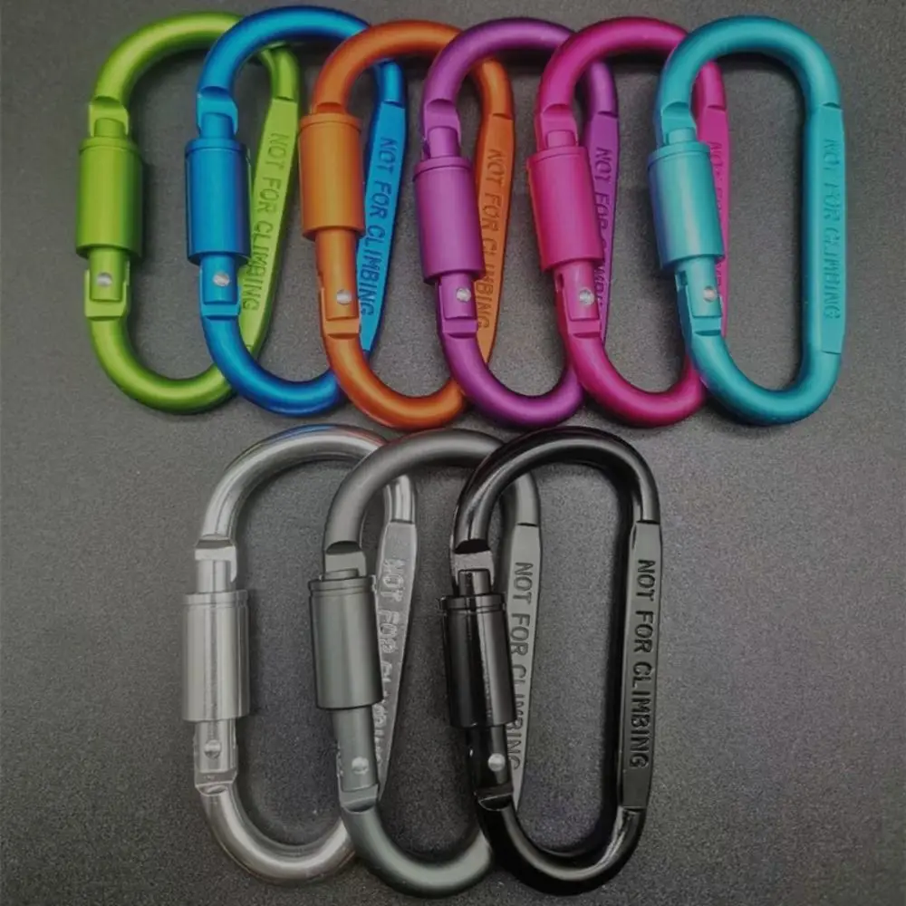 Multi Colors Aluminium Alloy Safety Buckle Keychain with Lock Climbing Button D-shape Carabiner Camping Hiking Hook Outdoor Tool