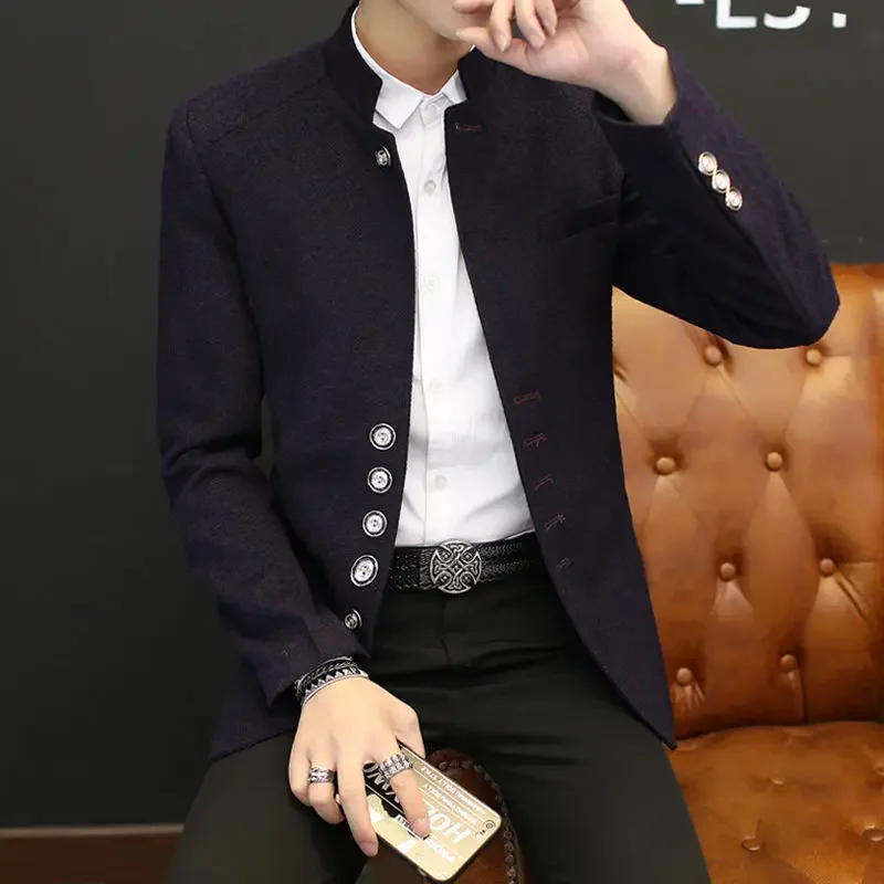 

Новинка, однобортный приталенный мужской пиджак, повседневная роскошная дизайнерская мужская одежда, оригинальный модный мужской пиджак 2025 года, модное пальто