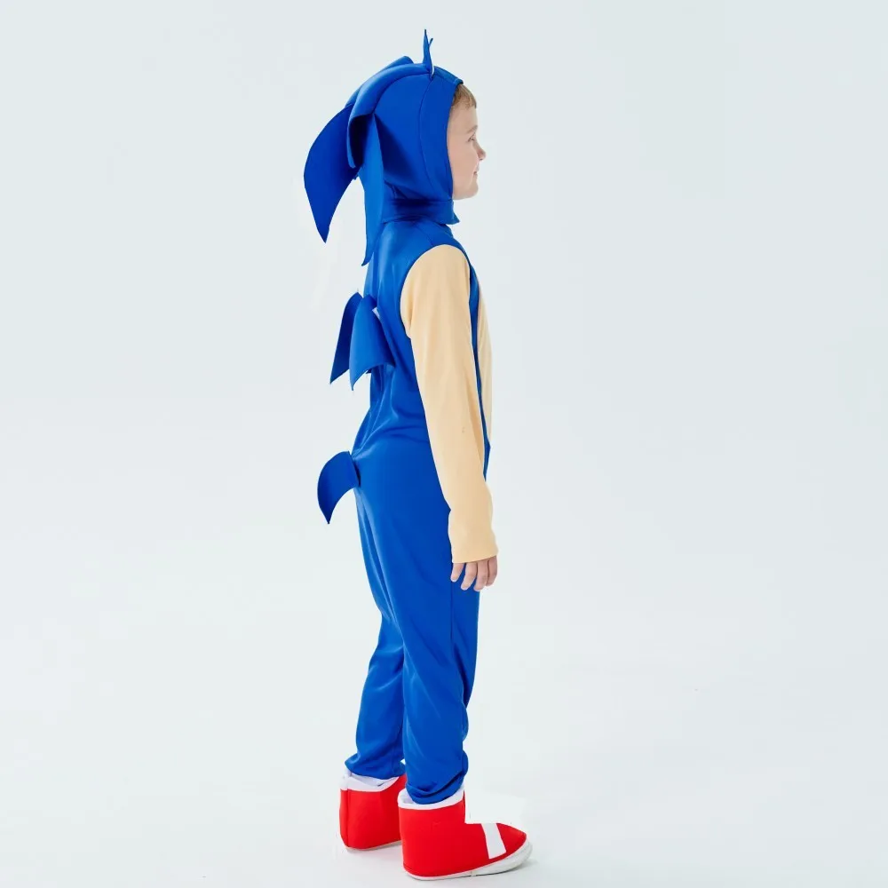 Costume de cosplay Sonic pour enfants, costume de batterie, jeu d'anime, Kasgehog Zentai, fête d'Halloween, performance