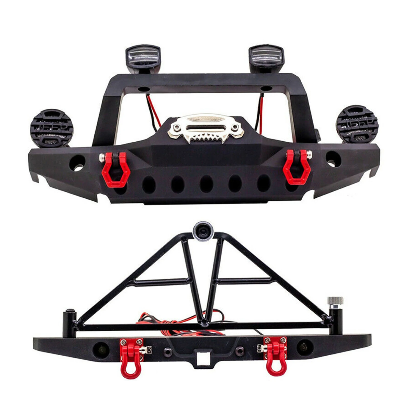 

Al Alloy Front Rear Bumper with LED Car Lights For Axial 1/10 Crawler Car TRX4 SCX10 III AX103007 SCX10 RC Car Bumper Parts