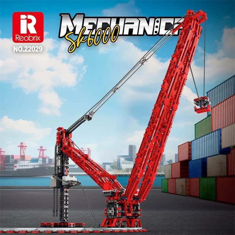 

22029 1196 деталей MOC Электромеханический конструктор SK6000: Модель крана, строительные блоки, кирпичики, игрушки для сборки, подарочный набор для мальчиков