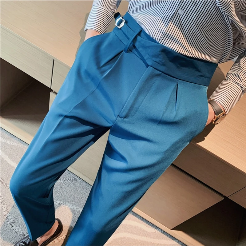 

Naples High Waist Casual Business Dress Pants Men High-quality Office Social Suit Pants Fashion Wedding Groom Party Trousers