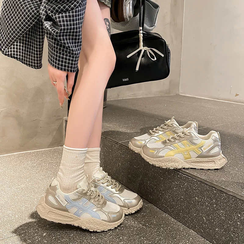 

Women's Forrest Gump Shoes 2025 Summer New Thick-Soled Versatile Height-Increasing Breathable Mesh Dad Shoes Casual Sneakers