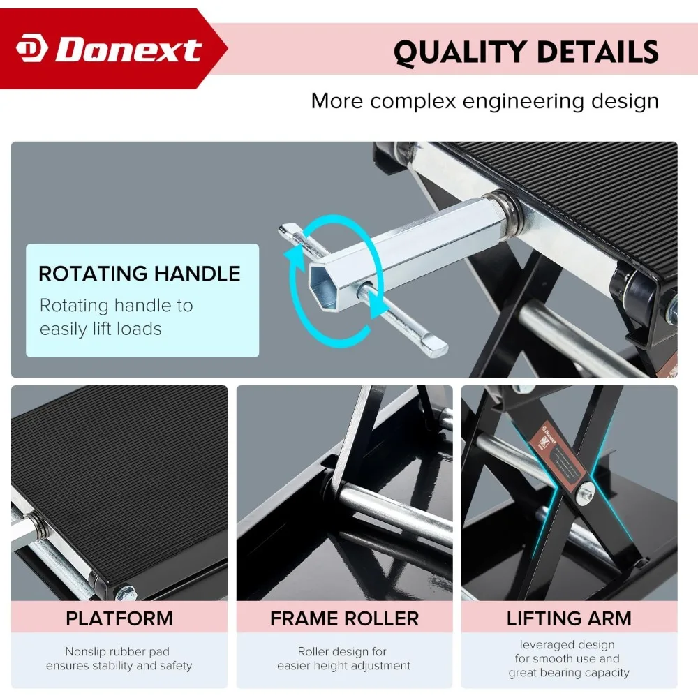 Широкодельный ножничный домкрат для мотоцикла, емкость 1200 фунтов для велосипедов, квадроциклов и ремонтов гаража