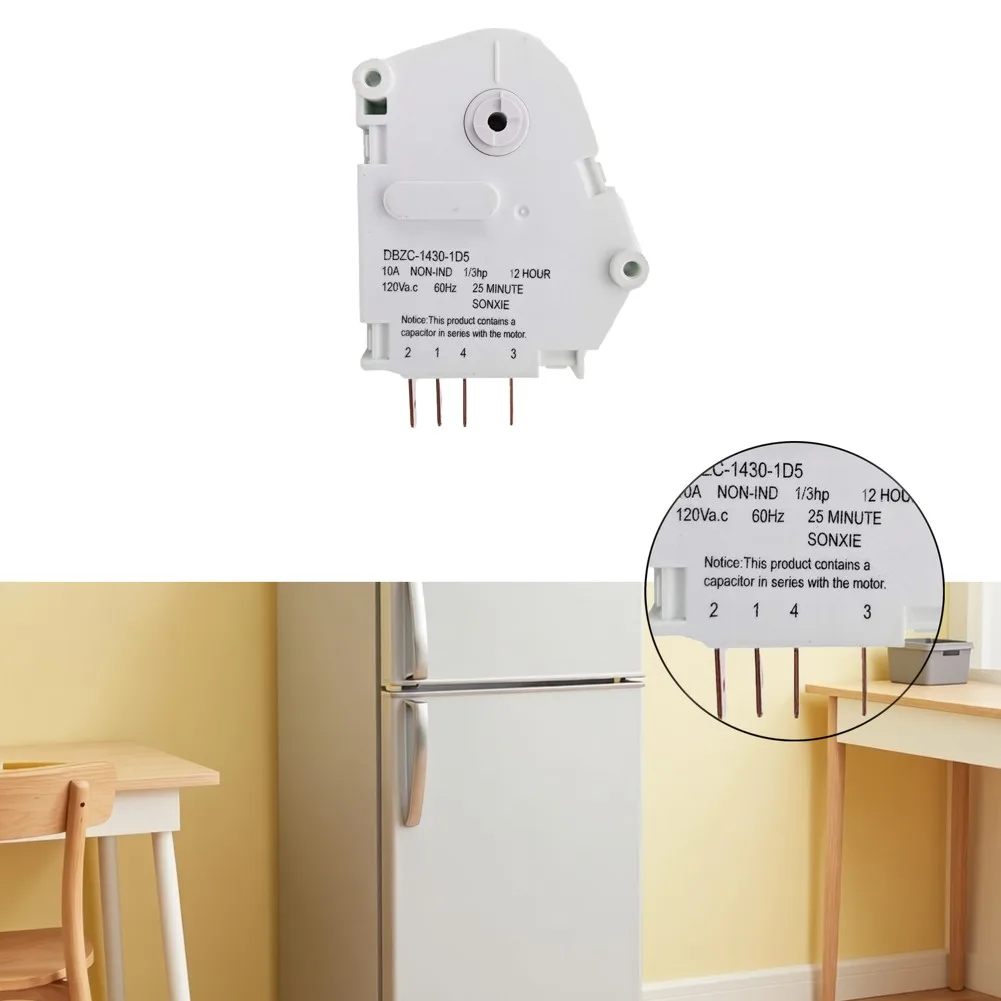 Defrost Timer with 12 Hour Interval and 25 Minute Defrost Window Suitable for Refrigerators Using 241705102 or 4378243