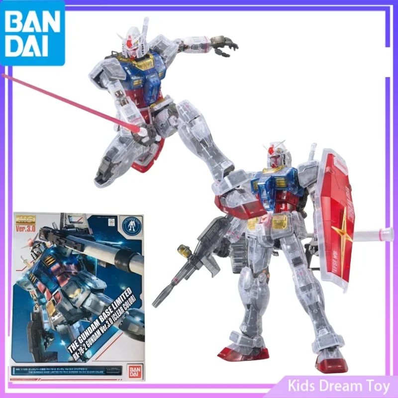 Bandai in Stock Original MG GUNDAM Anime BASE LIMITED RX-78-2 GUNDAM Ver3.0[CLEAR COLOR]Action Figures Collectible Model Toys