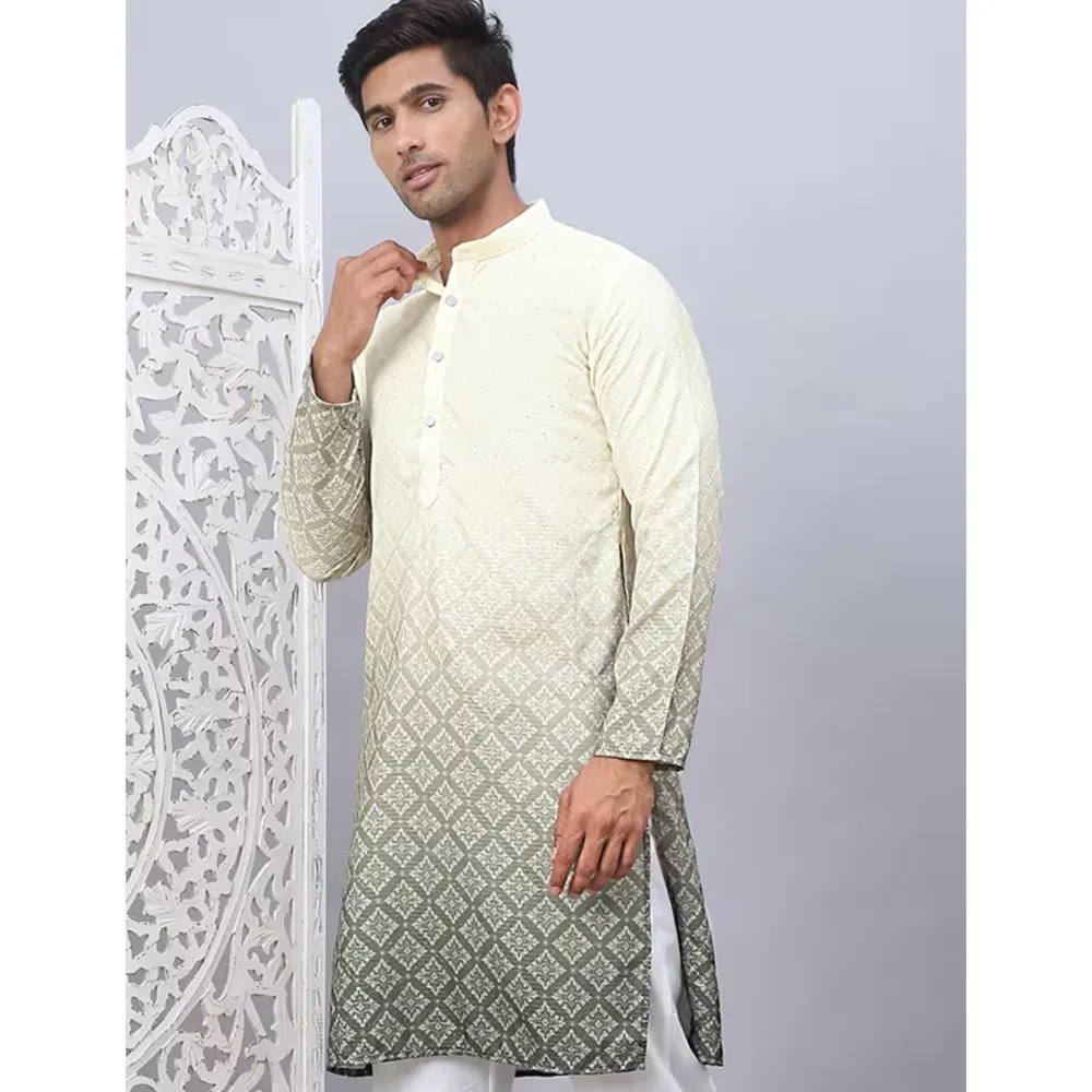 Kurta Vardha – col Mandarin régulier pour hommes, imprimé numérique, Long, adapté à toutes les Occasions, comme anniversaire, mariage, Aidilfitri, 2026