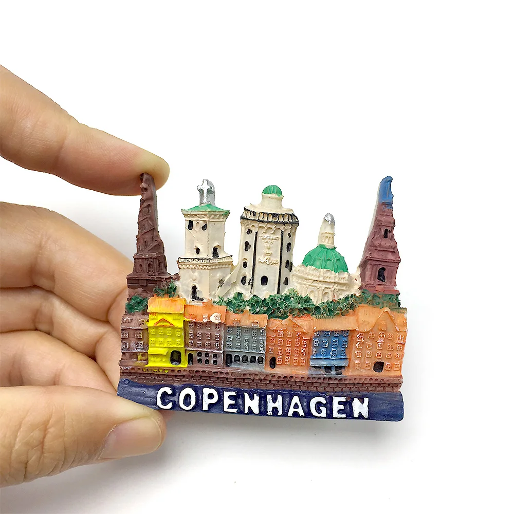 

‌Copenhagen Resin Fridge Magnet - Denmark Landmark Miniature Decor - Colorful Building Model Magnet for Home Decor