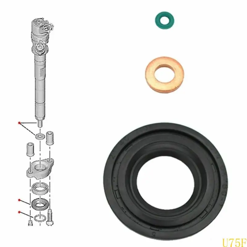 

U75F Complete KitS Seal Set with Injector Clamp Bolt Metal Seal Kits Engine Repair Solution 1372494 Replacement fit for MK7