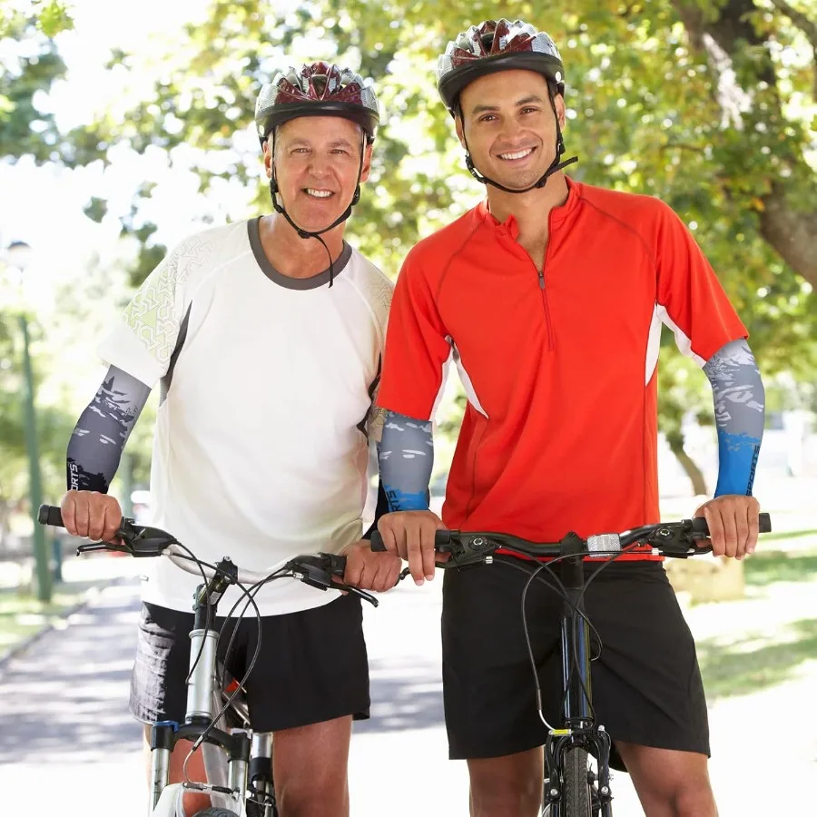 4 Pairs UV Sun Protection Arm Sleeves for Men Women - Cooling Sports Sleeve with Anti-Slip Ice Silk Fabric Ideal for Outdoor Ac