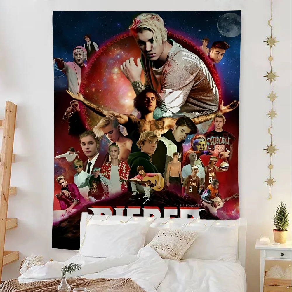 Justin Bieber Anime Tapestry for Living Room Home Dorm Decor Home Decor