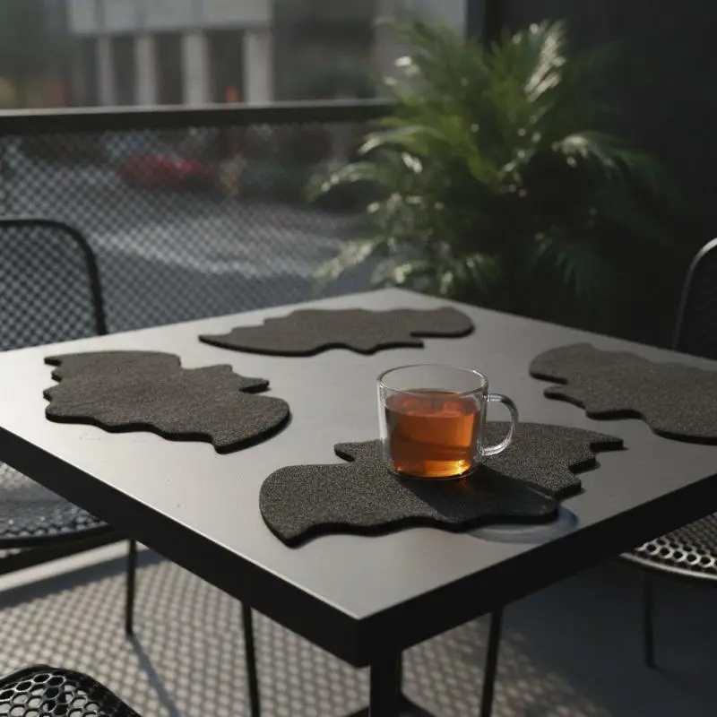#Halloween Heat Resistant Bat Felt Mats 10Pcs Non-Slip Placemats Coasters for Holiday Dining Table Decor
