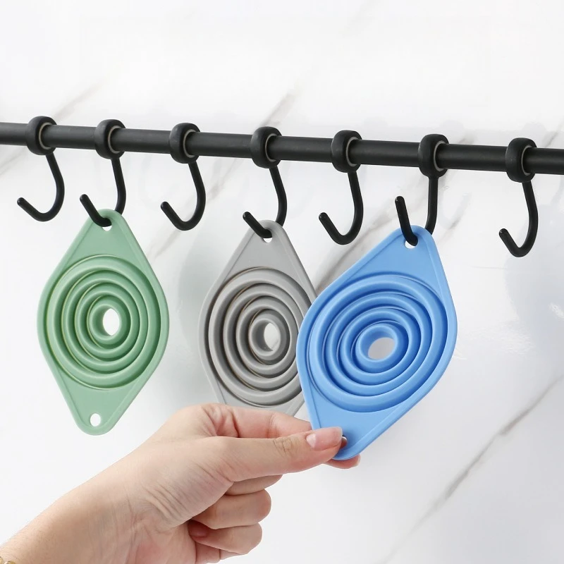 New Silicone Telescopic Funnel Kitchen Household Pouring Wine Folding Oil Leakage Pouring Silicone Small Funnel Food Grade