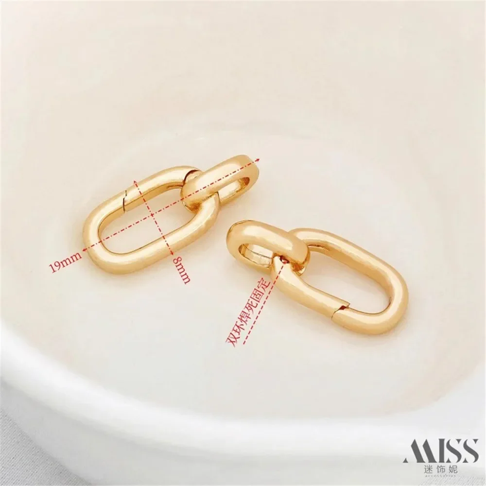 

14K Gold Bag Color Rectangular Long O Chain Lobster Buckle 8-character Spring Buckle DIY Chain Necklace Connection End Buckle