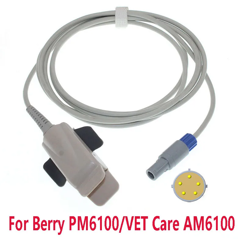 

Compatible With Spo2 Sensor Of Berry PM6100/VET Care AM6100 Monitor,Adult/Child/Neonate/Ear/Forehead/Animal Oximetry Cable 5pin.