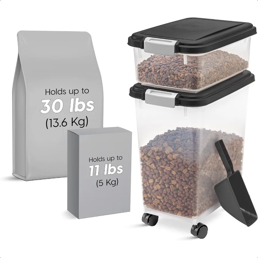 Iris eua recipiente de armazenamento de alimentos para cães 30 lbs 11 lbs combo recipiente de armazenamento de alimentos para gatos recipiente de tratamento para cães hermético empilhável 2 copos