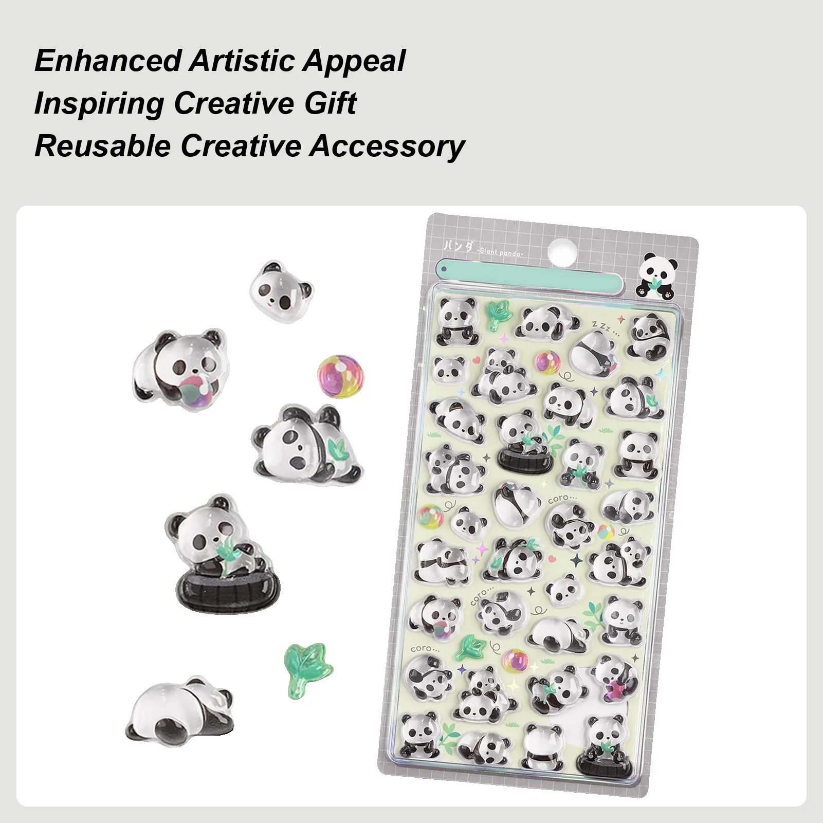 Pegatinas de Panda 3D adhesivo fuerte, pegatinas artesanales de Panda en relieve 3D pequeñas y bonitas para funda de teléfono, tarjetas para álbumes de recortes y diarios