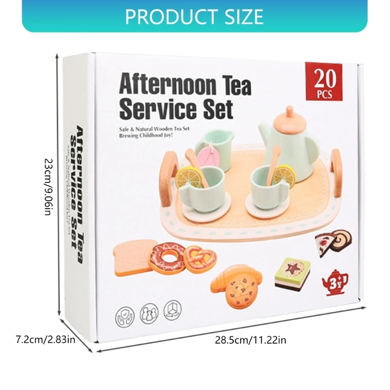 Pretend Kitchen Toy Wooden Play Dishes For Toddlers Boys Girls Gift 15UB