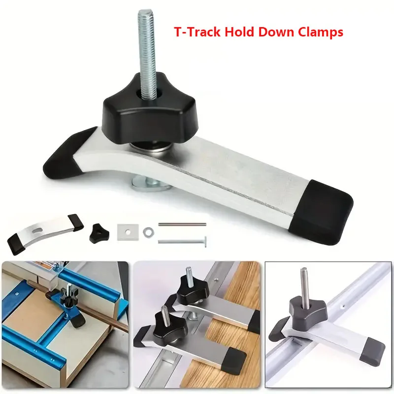 

T-Track Hold Down Clamp Woodworking Chute Rail Table Saw Clamps High Strength Aluminum Alloy T Track CNC Router Clamp Hand Tools