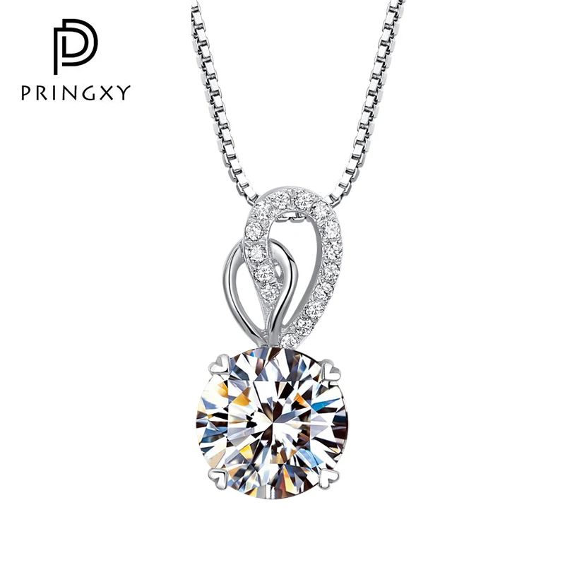 

PRINGXY 925 Sterling Silver High Carbon 3ct Diamond Love Pendant Angel Necklace Birthday Gift Wedding Chains Fine Jewelry