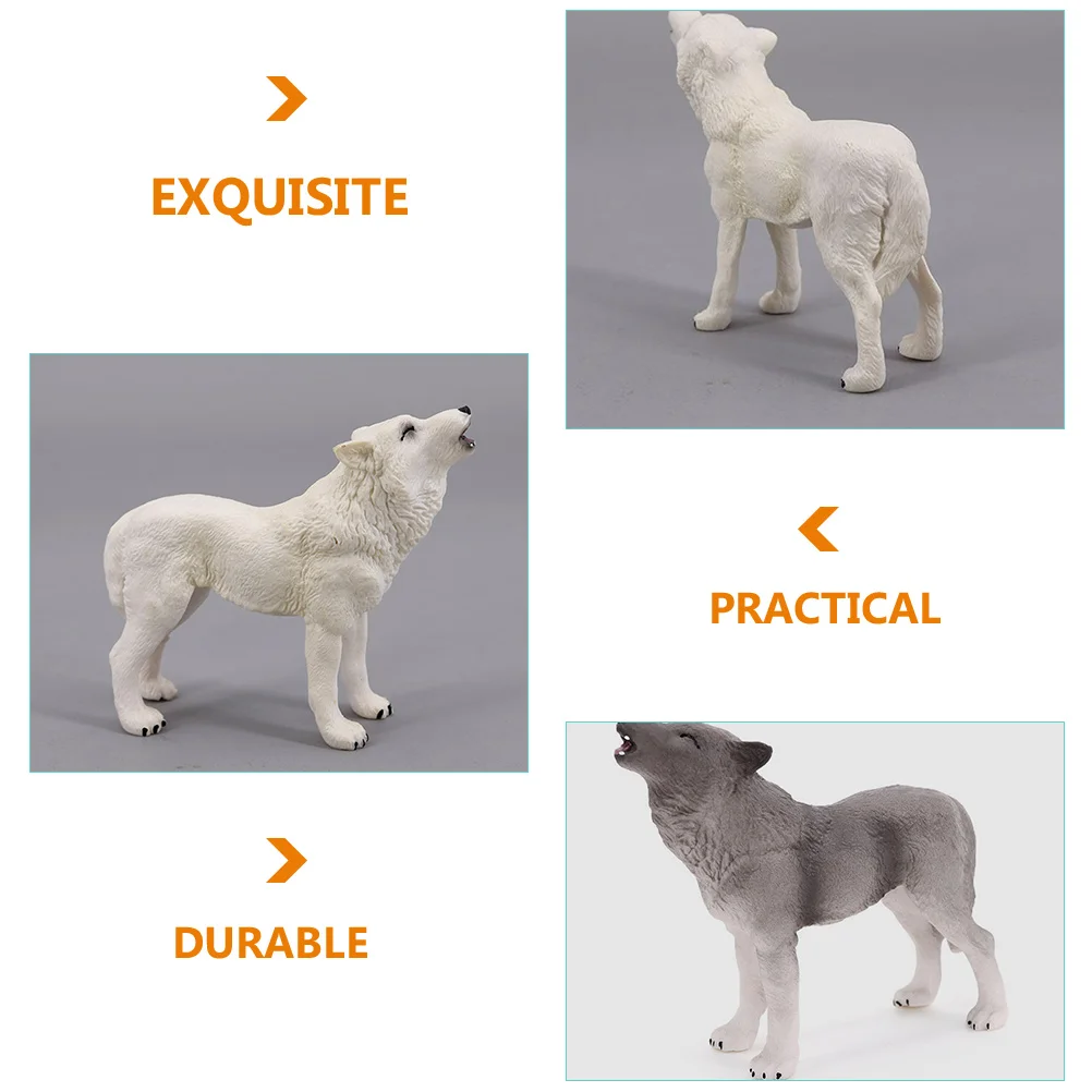 2 Pcs Kids Toys Wolf Model Lifelike Desktop Creative Realistic Wild Animal Figurines Cognition Models Educational Child