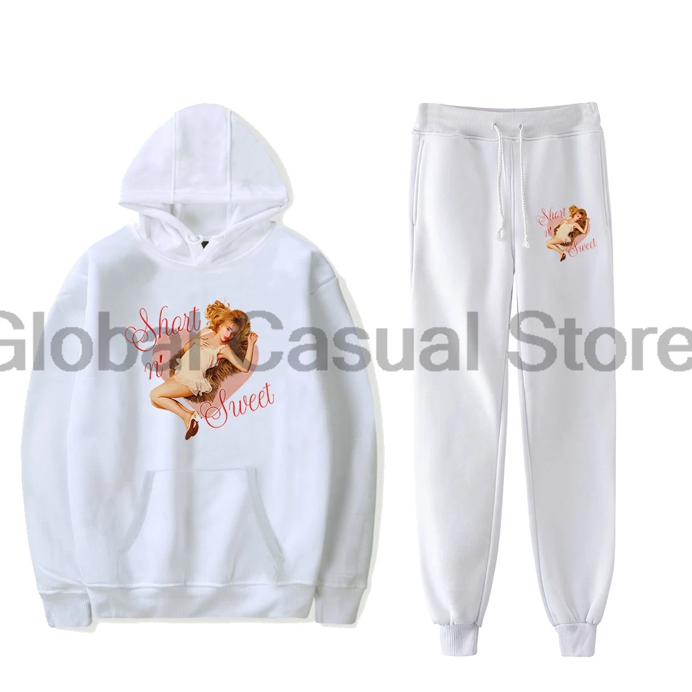 Sabrina Carpenter Short n' Sweet 69 Heart Hoodie Jogger Pants Two Piece Set Sweatshirts+Sweatpants Men Women's Set