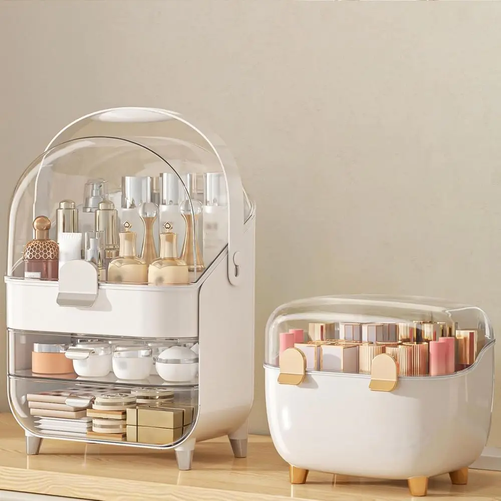 

Makeup Organizer with Lipstick Holder, Skincare Organizers Storage Box Cosmetic Display Cases, Teen Girl Gifts Make up Organizer
