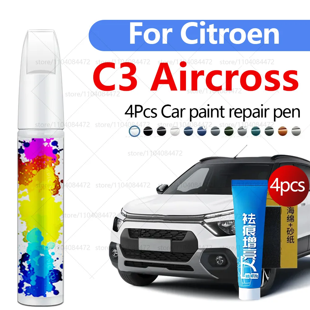 Car Paint Repair Pen For 2017-2025 Citroen C3 Aircross Paint Scratch Repair Accessories 4PCS Black White Blue Grey Green Grey