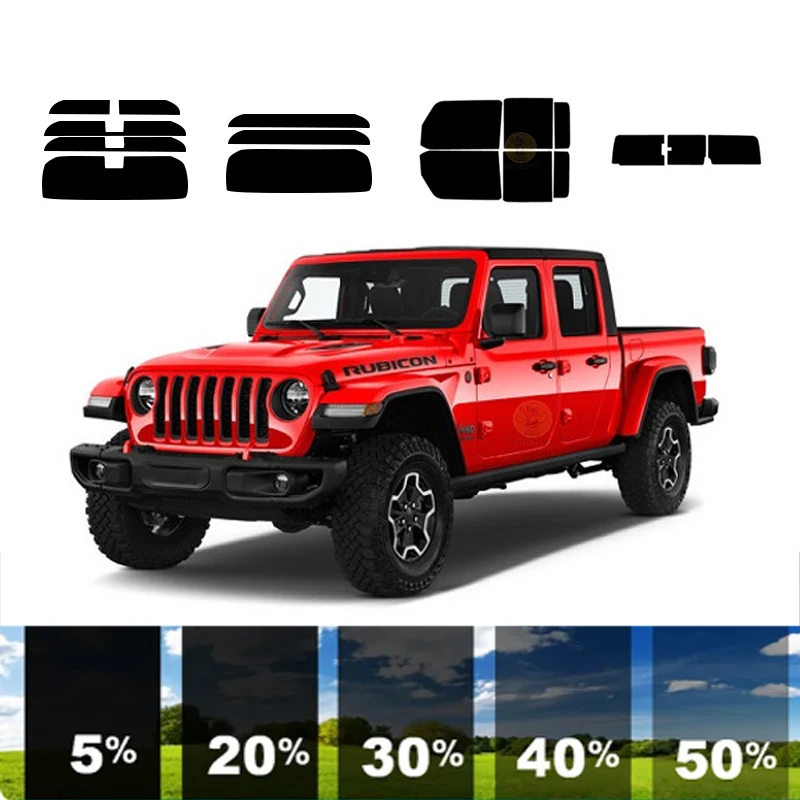 precut Removable Window Tint Film For Car 100% UVR 5%-35%VLT Heat Insulation Carbon ﻿For JEEP GLADIATOR 4 DR PU 2020-2023