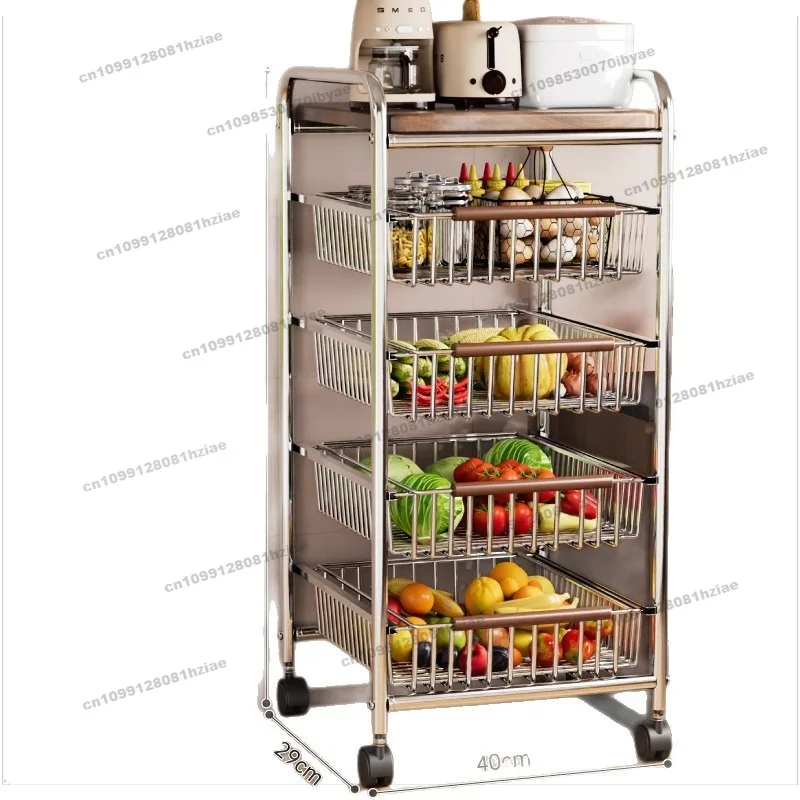 

Кухонная стойка в средневековом стиле, тележка, многофункциональная многослойная корзина с трещинами, корзина для фруктов и овощей, подвижная стойка для хранения закусок