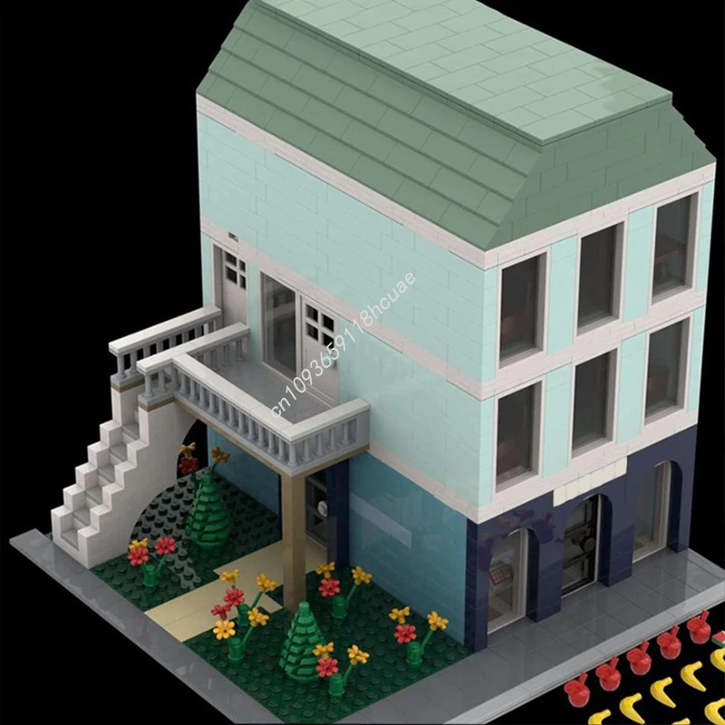 

1552 шт. MOC модульный продуктовый магазин, парк и ресторан модульные здания строительные блоки Рождественская детская модель архитектурный подарок