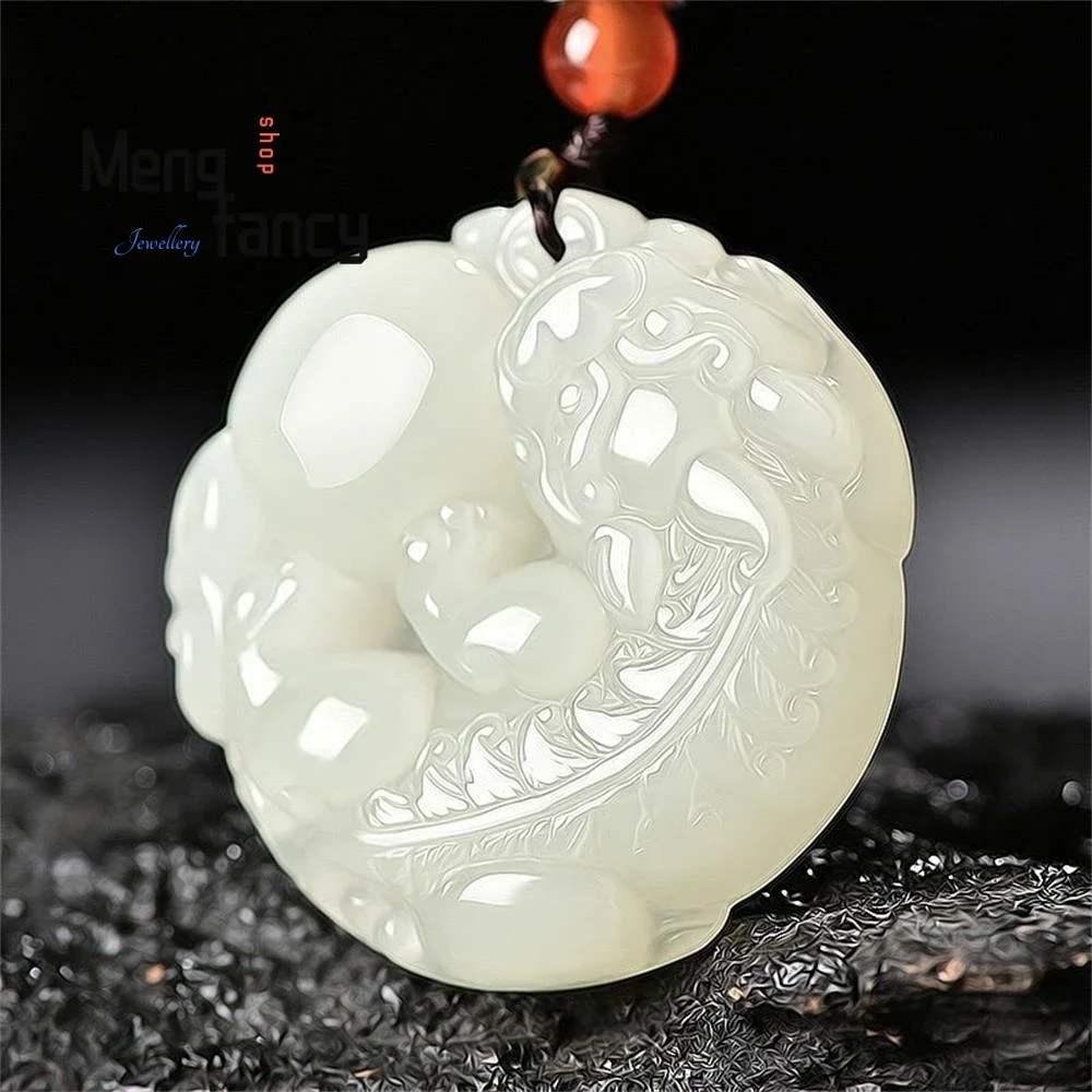 Natural Hetian Jasper White Jade Invitation to Fortune Pixiu Pendant Exquisite Handicraft Mascots Best Selling Fashion Jewelry