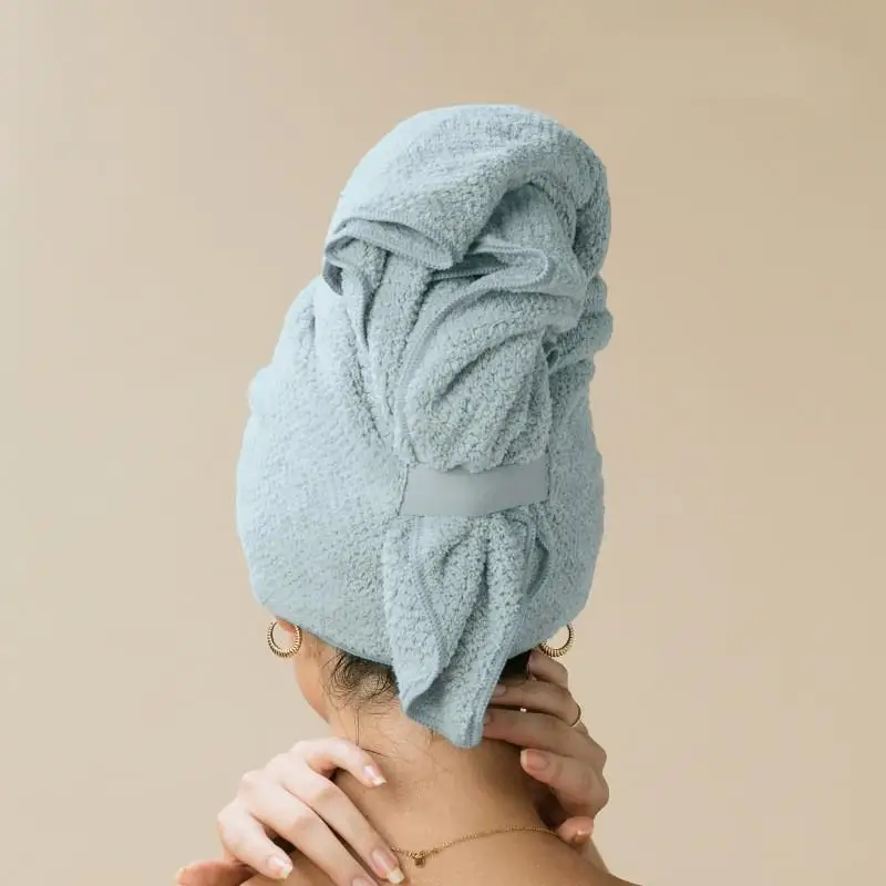 Extra Large Microfiber Hair Towel Wrap With Elastic Band Ultra Absorbent Quick Dry Coral Fleece Hair Turban For Long Thick Hair