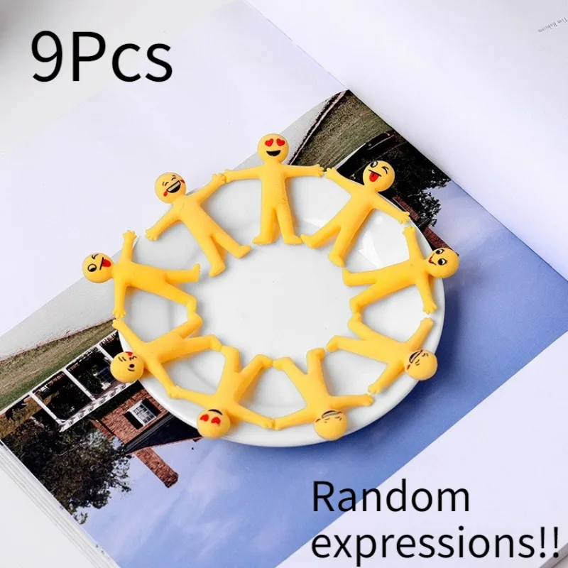 9 pçs amarelo elástico sensorial brinquedo fidget bonecas dobráveis alívio do estresse e anti-ansiedade espremer sensorial