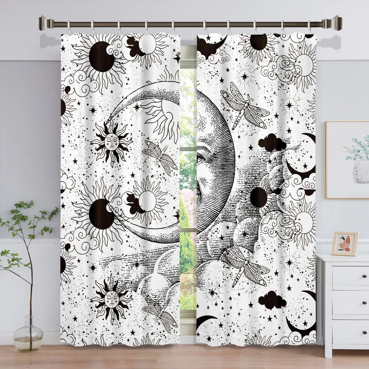 

Gothic Galaxy Window Drapes, Celestial, Starry, Witchy, Mandala, Diamond, Teen Girls, Women, Living Room, Fabric, 2 Panels