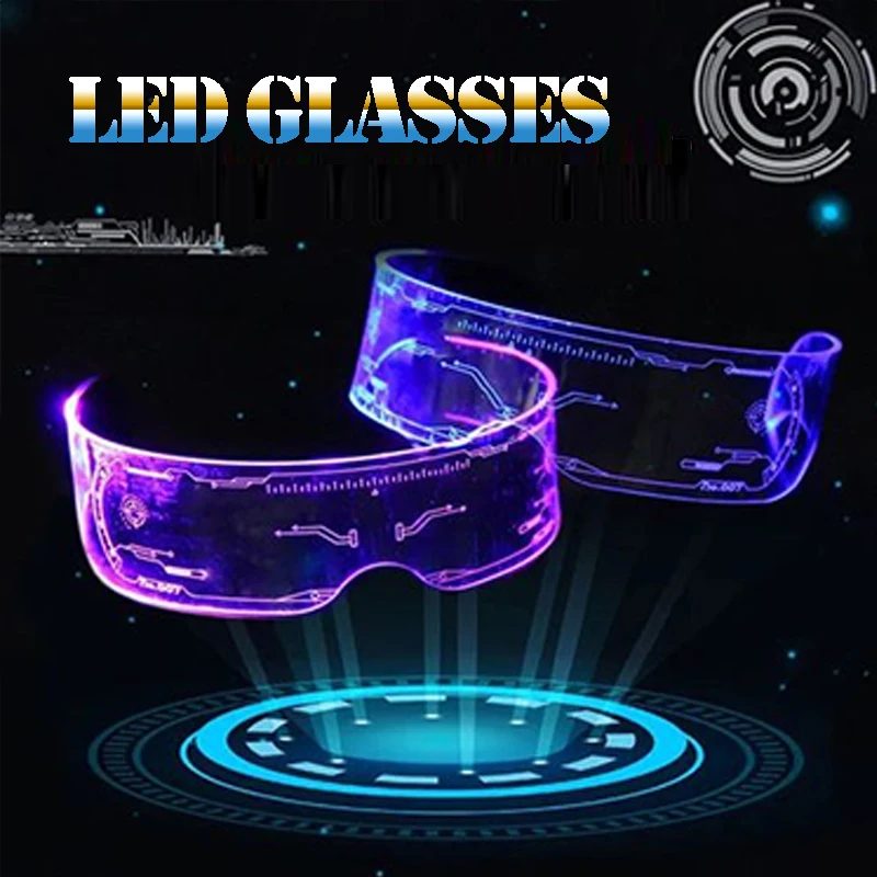 موضة ملونة مضيئة النيون LED تضيء نظارات مستقبلية وامض الإلكترونية قناع نظارات لملهى ليلي DJ ديكور الحفلات