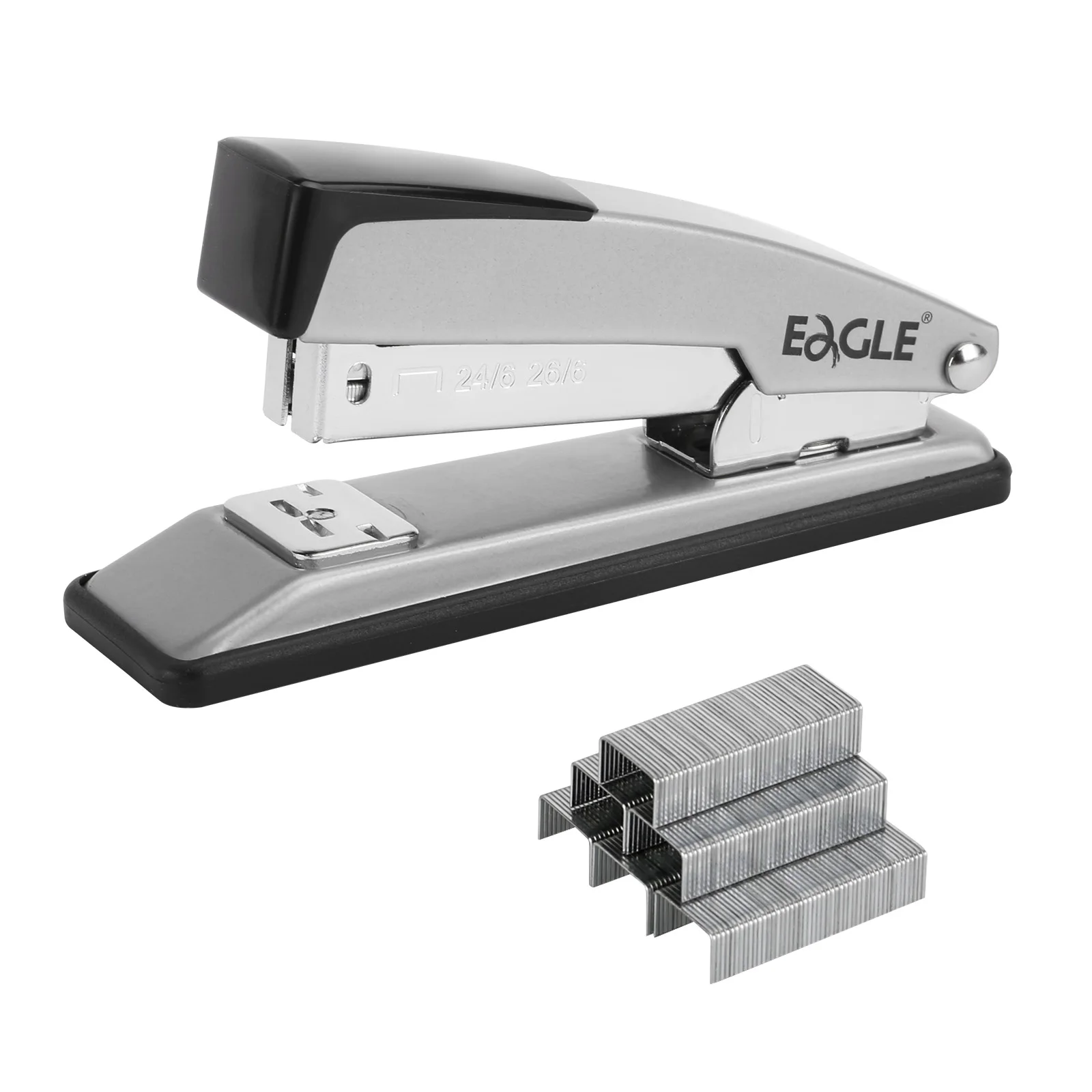 Engrapadora Metálica EAGLE con Capacidad para 20 Hojas, Incluye 1000 Grapas para Encuadernación Temporal/Permanente, Anti-Atascos con Base Antideslizante