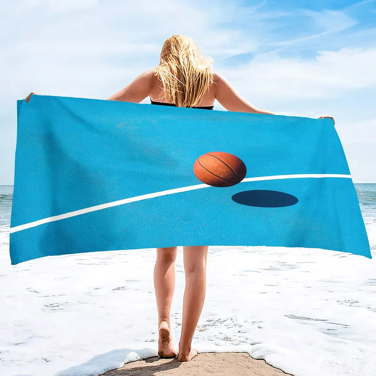 Basketball Large Beach Towel,Soft and Quick Dry Oversized Bath  Soft Microfiber  for Sports Girls Teens Adults Men