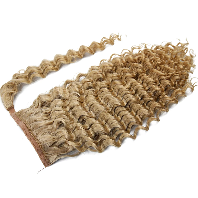 Tief gewellter Pferdeschwanz mit Kordelzug aus 100 % echtem brasilianischem Remy-Echthaar für Damen – Clip-in-Haarverlängerung – Detail 5