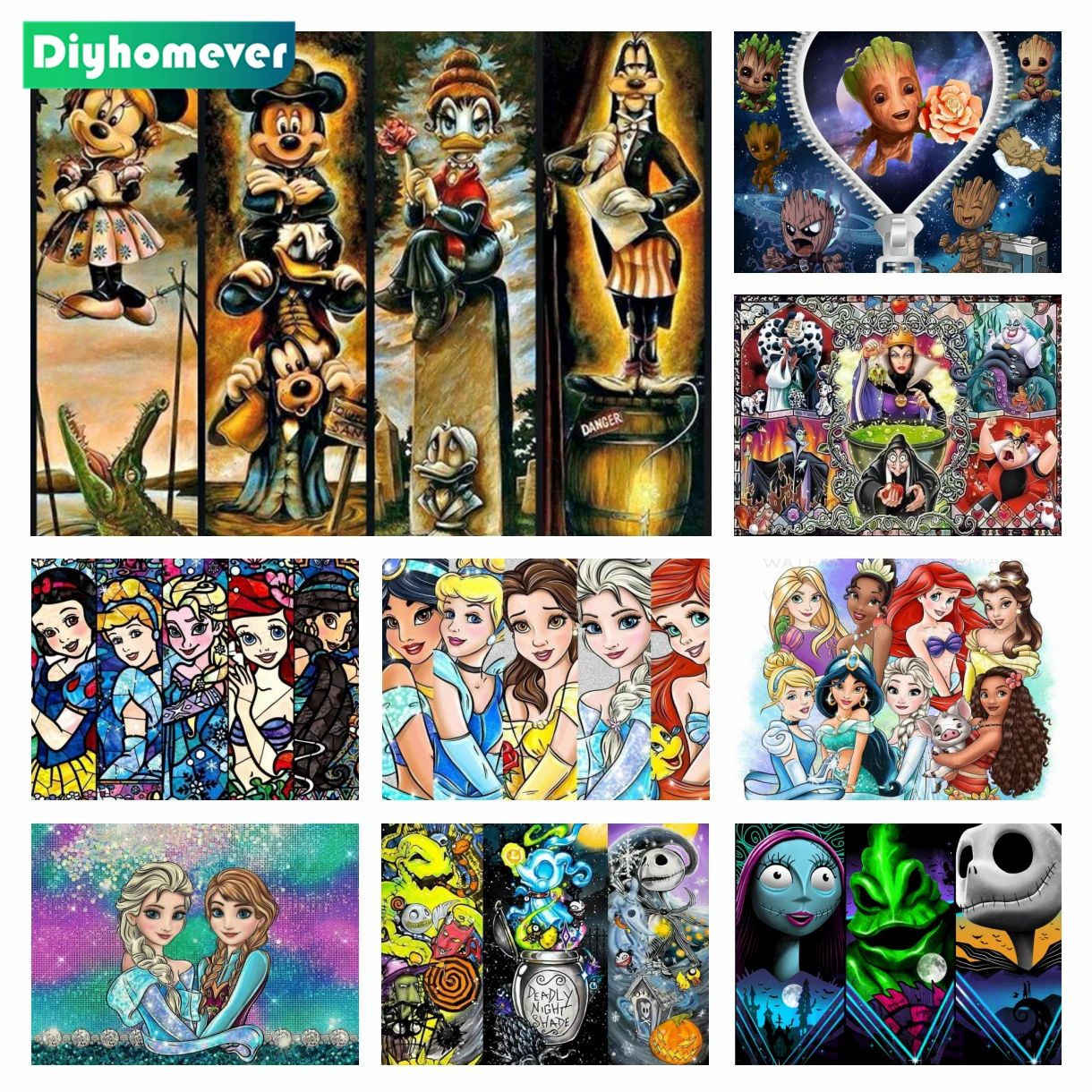 

New Disney Diamond Painting Cartoon Disney Characters Full Drill Embroidery Mickey Princess Cross Stitch Kit Art Home Decor Gift