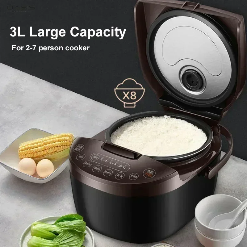 Rice Cooker - 3L Multifunctional, Portable. Non-Stick Pan. Automatic Kitchen Appliance