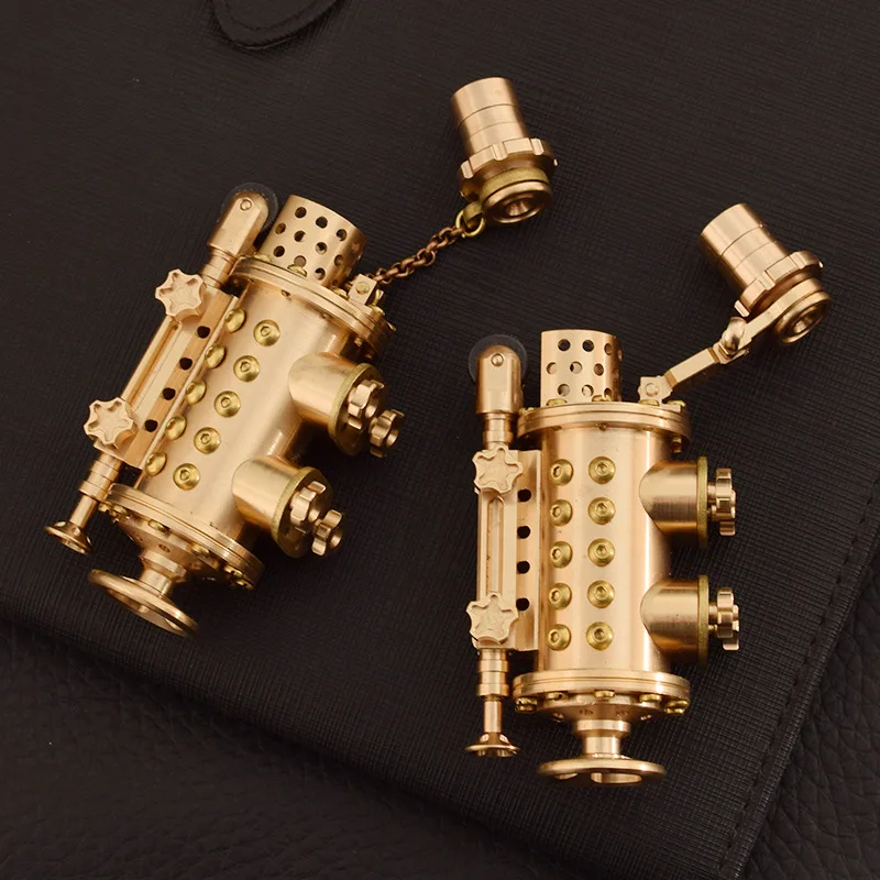 Submarine Style Handmade Brass Gasoline Lighter Classic Mechanical punk Cigarette Lighter Retro Collection