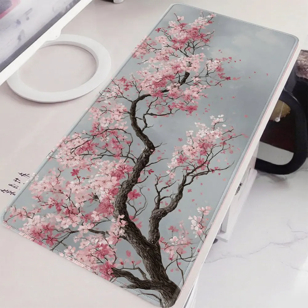 Pink Cherry Blossom Sakura Mouse Pad Gamer Mousepad XXL Desk Mats Playmat Carpet Soft Natural Rubber Computer Mouse Mats