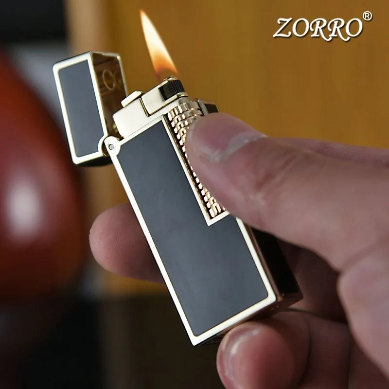 ZORRO Genuine New Design Creative Metal Windproof Lighter Press Ejection Side Slip Ignition Brass Kerosine Lighter Men's Gift