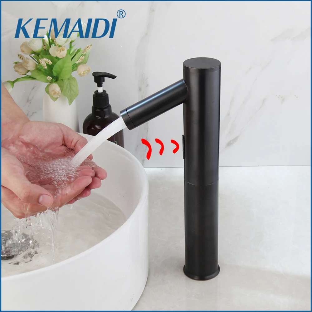 

KEMAIDI Luxury Black Hot and Cold Water Senser Faucet Automatic Sensor Tap Infrared Sensor Water Saving Faucets Mixer Tap