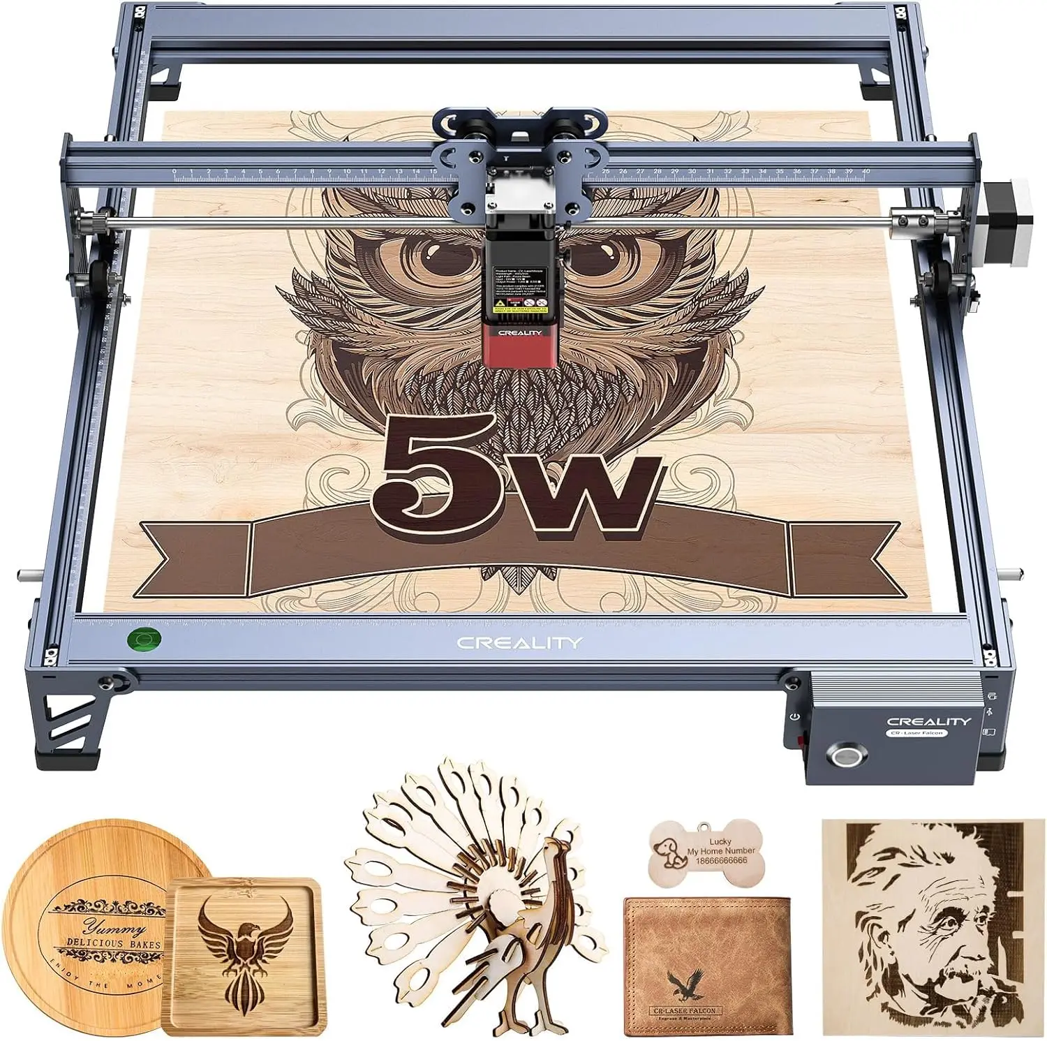 Creality Falcon 5W Laser Engraver, 72000mW Output Power Efficient Laser Engraving Machine, 10W Laser Cutter, CNC Machine