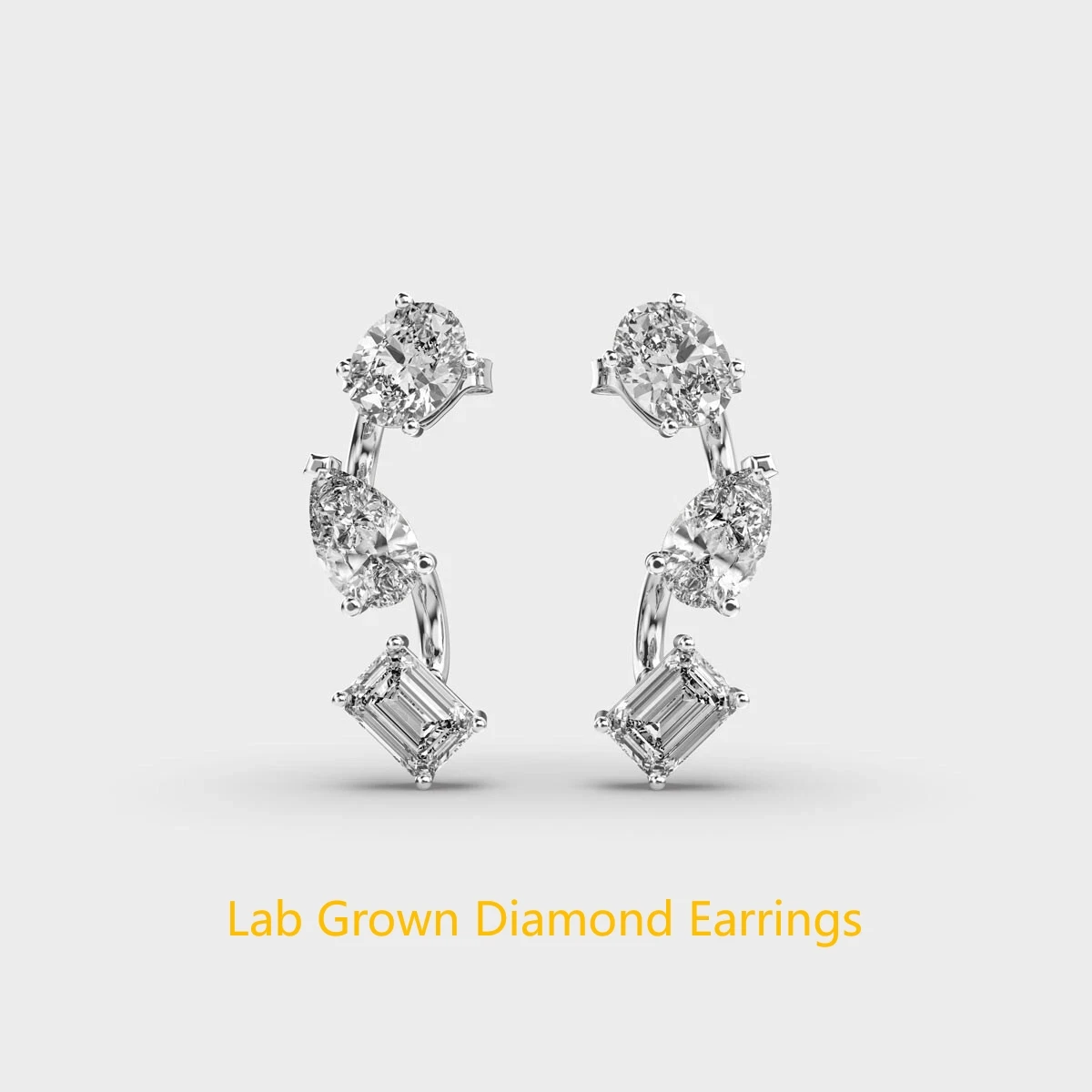 

CVD HPHT Lab Grown Diamond DEF VS-VVS Total 2.2ctw Mix Shape Diamond Earring For Lady In 14K White Gold NO IGI